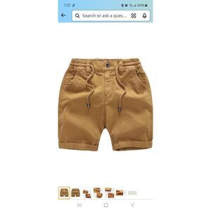 New Boys Size 14 QLZ Yellow Brown Summer Casual Shorts Elastic Drawstring Waist